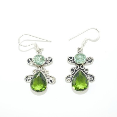 Peridot and Green Obsidian Earrings Peridot and Green Obsidian Earrings