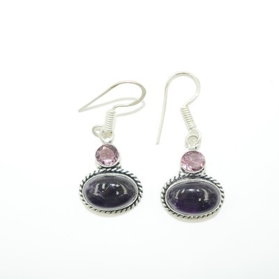 Black Obsidian and Amethyst Earrings Black Obsidian and Amethyst Earrings