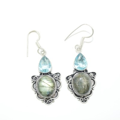 Labradorite and Aquamarine Earrings Labradorite and Aquamarine Earrings