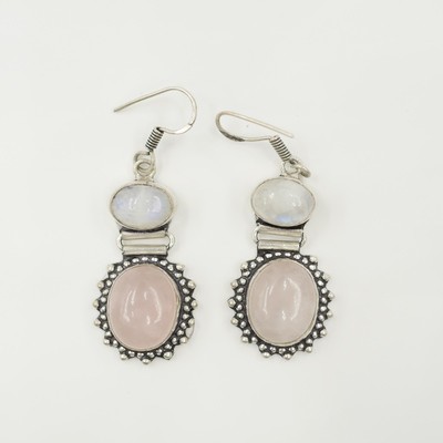 Rose Quartz and Moon Stone Earrings Rose Quartz and Moon Stone Earrings