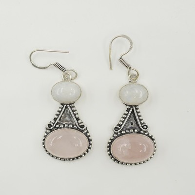 Rose Quartz and Moon Stone Earrings Rose Quartz and Moon Stone Earrings