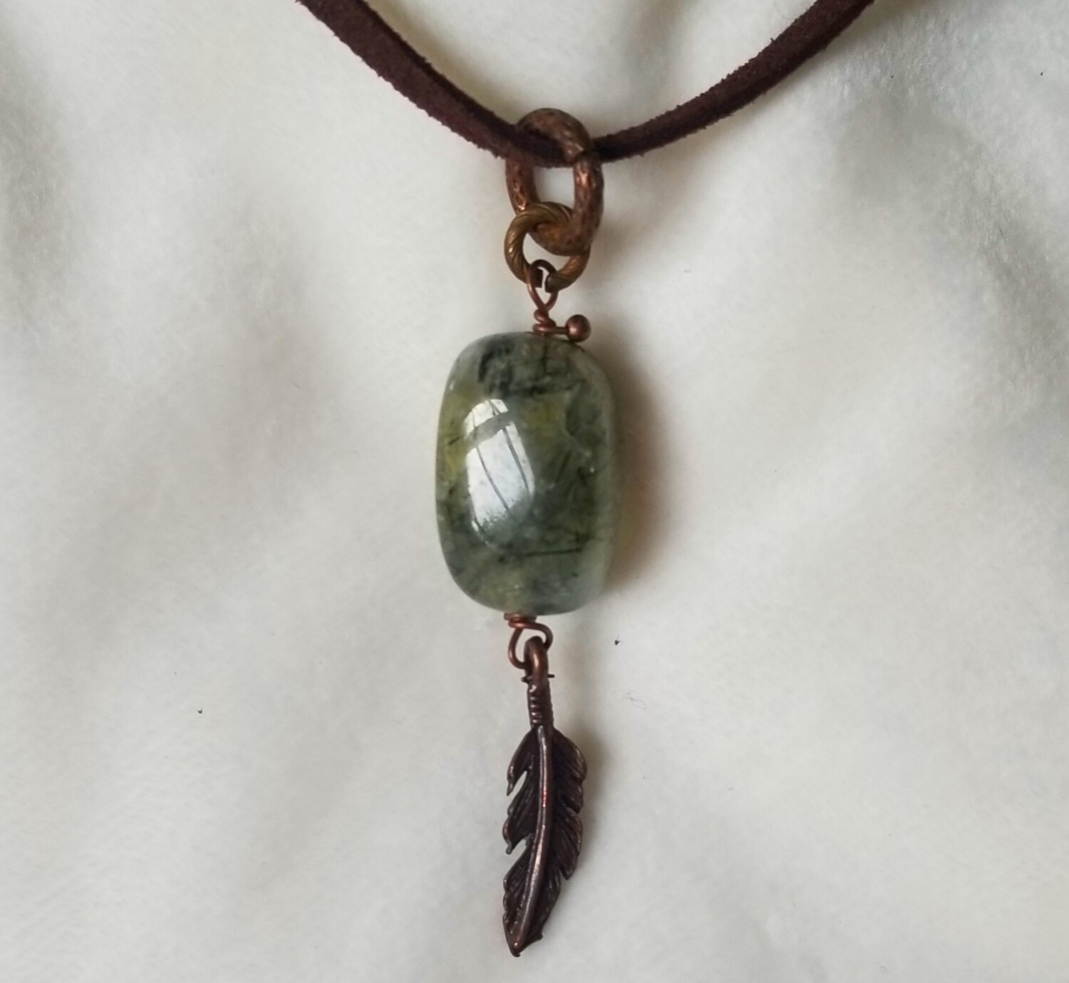 Prehnite Feather Pendant Prehnite Feather Pendant