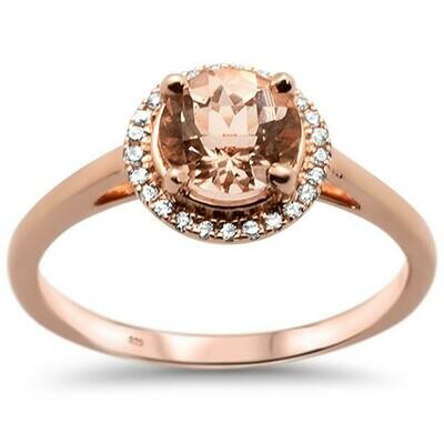 Elegant Round 1 carat Round Halo Morganite & Diamonds 14k Rose Gold Elegant Round 1 carat Round Halo Morganite & Diamonds 14k Rose Gold