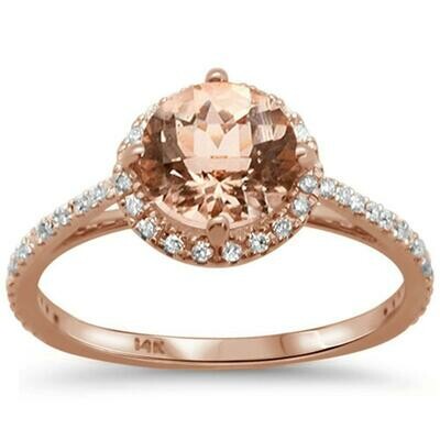 Stunning Round 1.33 carat Round Morganite & Diamonds 14k Rose Gold Stunning Round 1.33 carat Round Morganite & Diamonds 14k Rose Gold