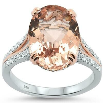 Massive Two Tone 5 carat Morganite & Diamonds 14k white & Rose Gold Massive Two Tone 5 carat Morganite & Diamonds 14k white & Rose Gold