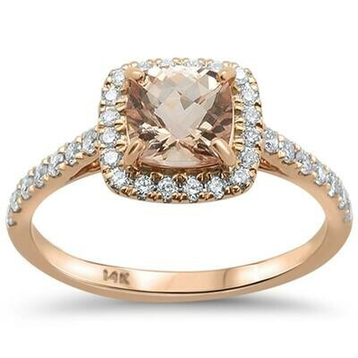 Elegant Square 1.24 carat Square Morganite & Diamonds 14k Rose Gold Elegant Square 1.24 carat Square Morganite & Diamonds 14k Rose Gold