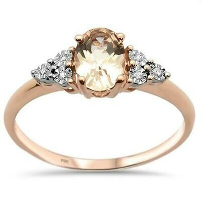Angel Wings .8cts 14k Rose Gold Oval Morganite Diamond Ring Angel Wings .8cts 14k Rose Gold Oval Morganite Diamond Ring