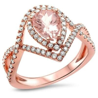 Twist Band 1.36 carat Halo Morganite & Diamonds 14k Rose Gold Twist Band 1.36 carat Halo Morganite & Diamonds 14k Rose Gold