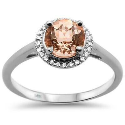 White Gold Round 1.13 carat Morganite & Diamonds 14k White Gold White Gold Round 1.13 carat Morganite & Diamonds 14k White Gold