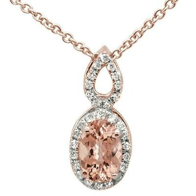 Morganite & Diamond Pendant and 10k 18” Gold Chain Morganite & Diamond Pendant and 10k 18” Gold Chain