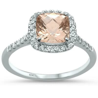 White Gold Square 1.6 carat Morganite & Diamonds 14k White Gold White Gold Square 1.6 carat Morganite & Diamonds 14k White Gold