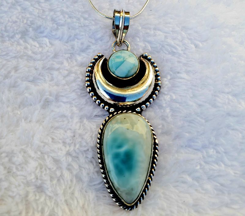 Larimar crescent Drop