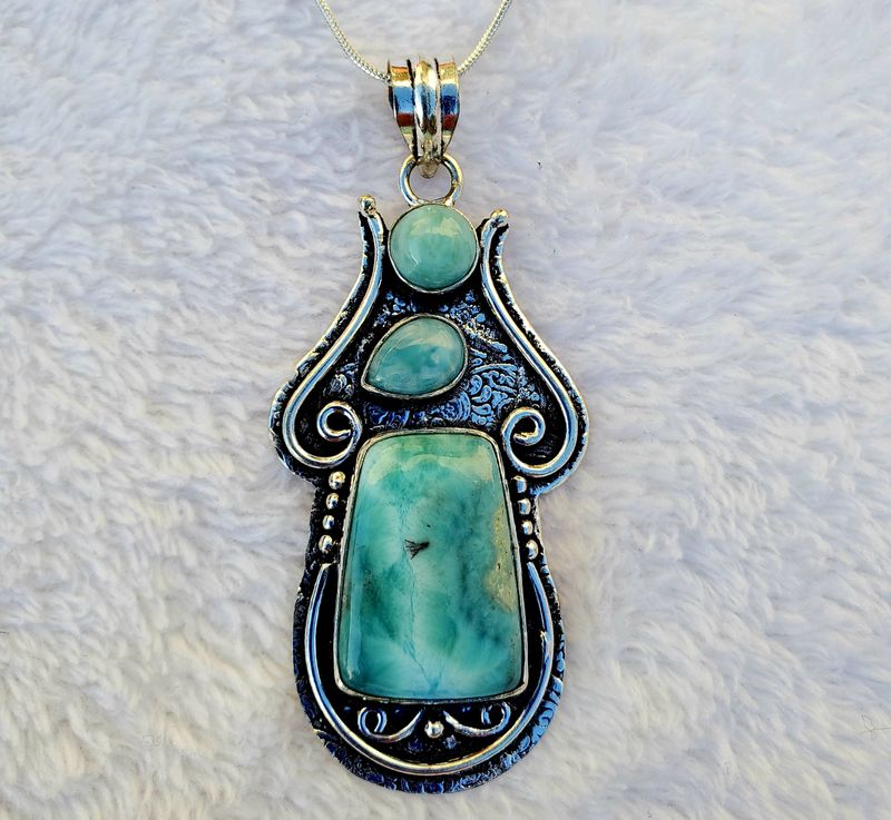 Larimar Triple Temple Piece