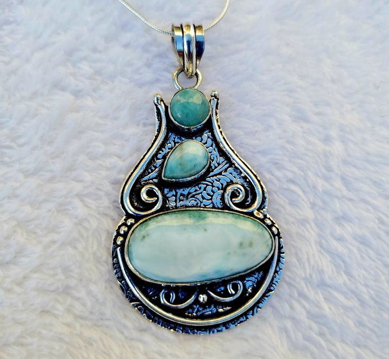 Larimar 3 stone Eastern