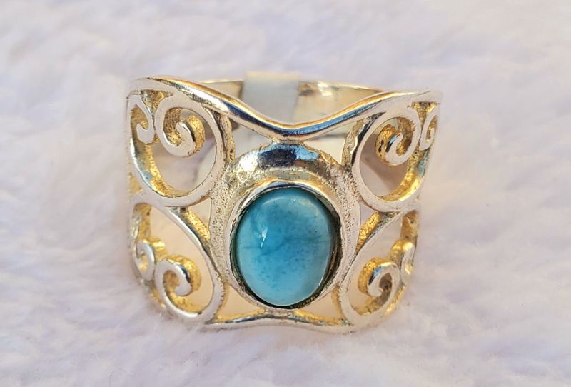 Larimar Silver Sun Ring