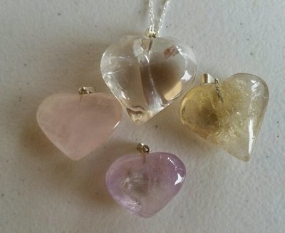 Blessed Assorted Quartz Heart Pendants On Chain *NEW* Blessed Assorted Quartz Heart Pendants On Chain *NEW*