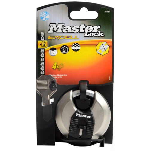 2-3/4in (70mm) MASTER LOCK EXCELL Stainless Steel Discus Padlock with Shrouded Shackle