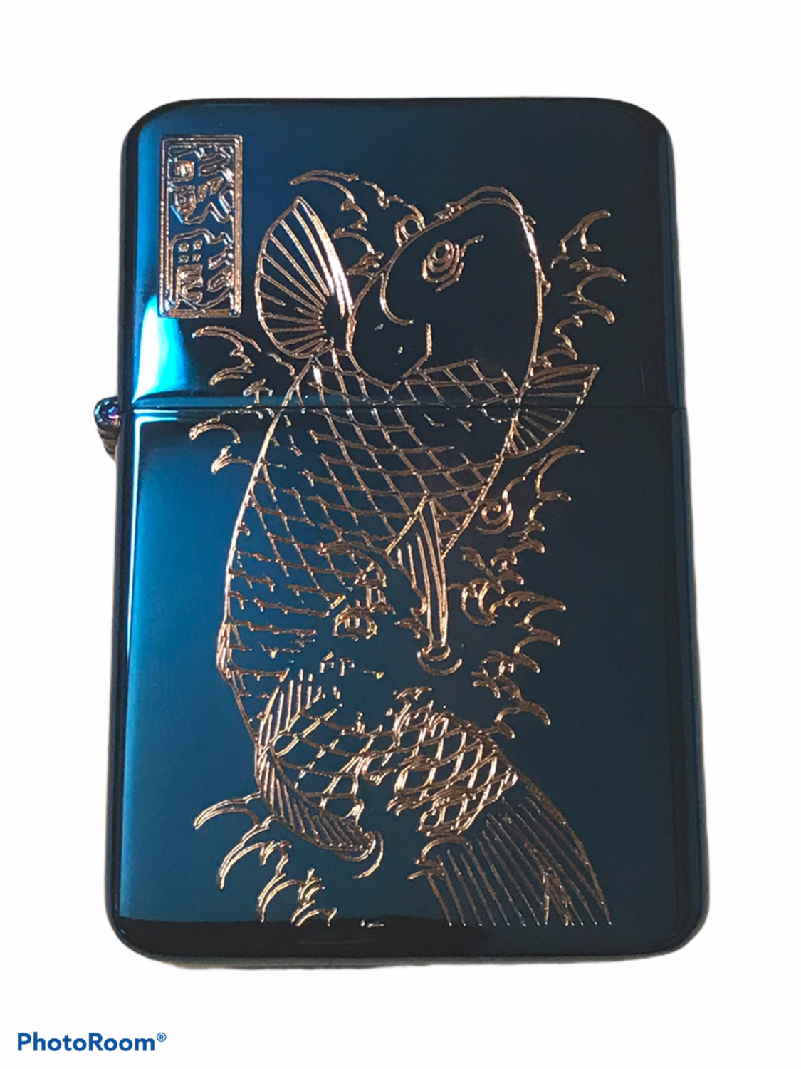Japanese Koi Fish Lighter, Polished Blue Finish