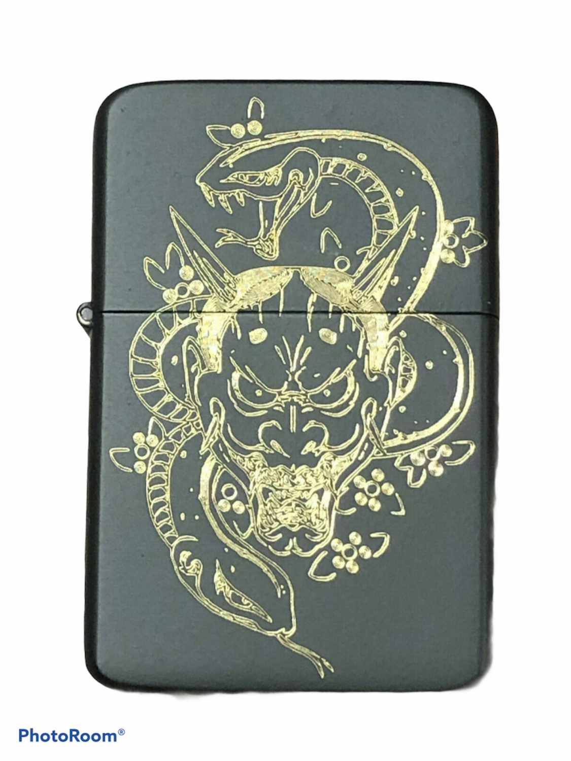 Japanese Oni Mask Lighter, Matte Black finish