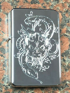 Japanese Oni Mask Lighter, Polished Chrome finish