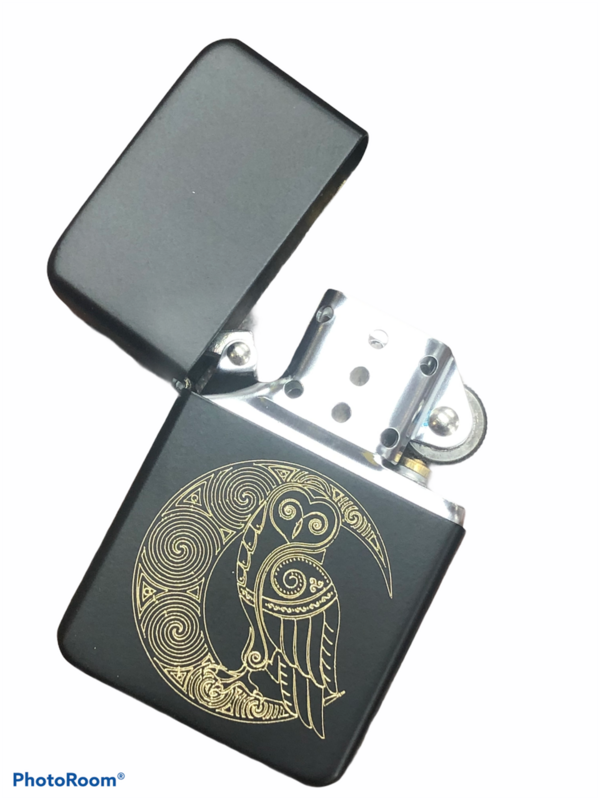 Celtic Owl Lighter, Matte Black Finish