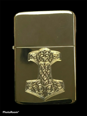 Thor Hammer Mjolnir Lighter, Polished Gold Finish