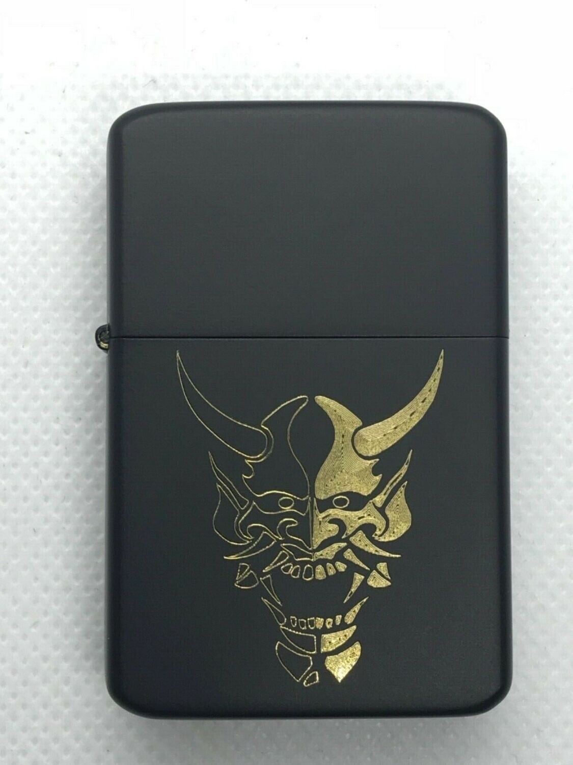 Japanese Split Oni Mask Lighter, Matte Black Finish