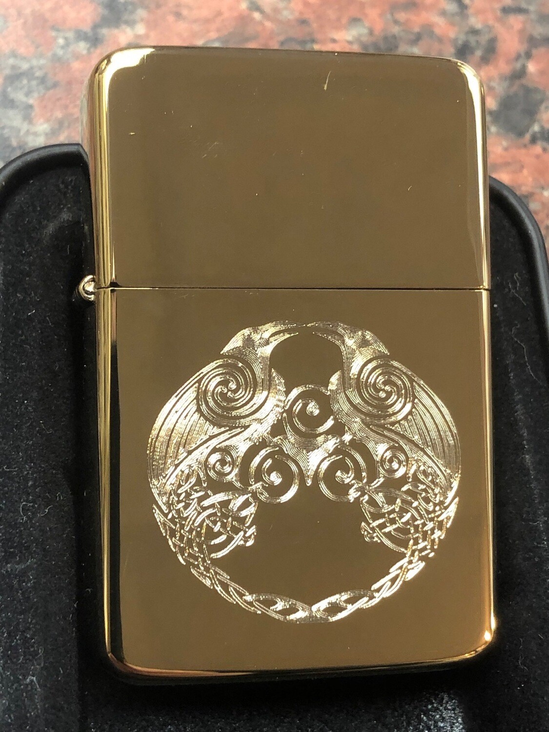 Celtic Ravens Knot Lighter, Polished Gold Finish