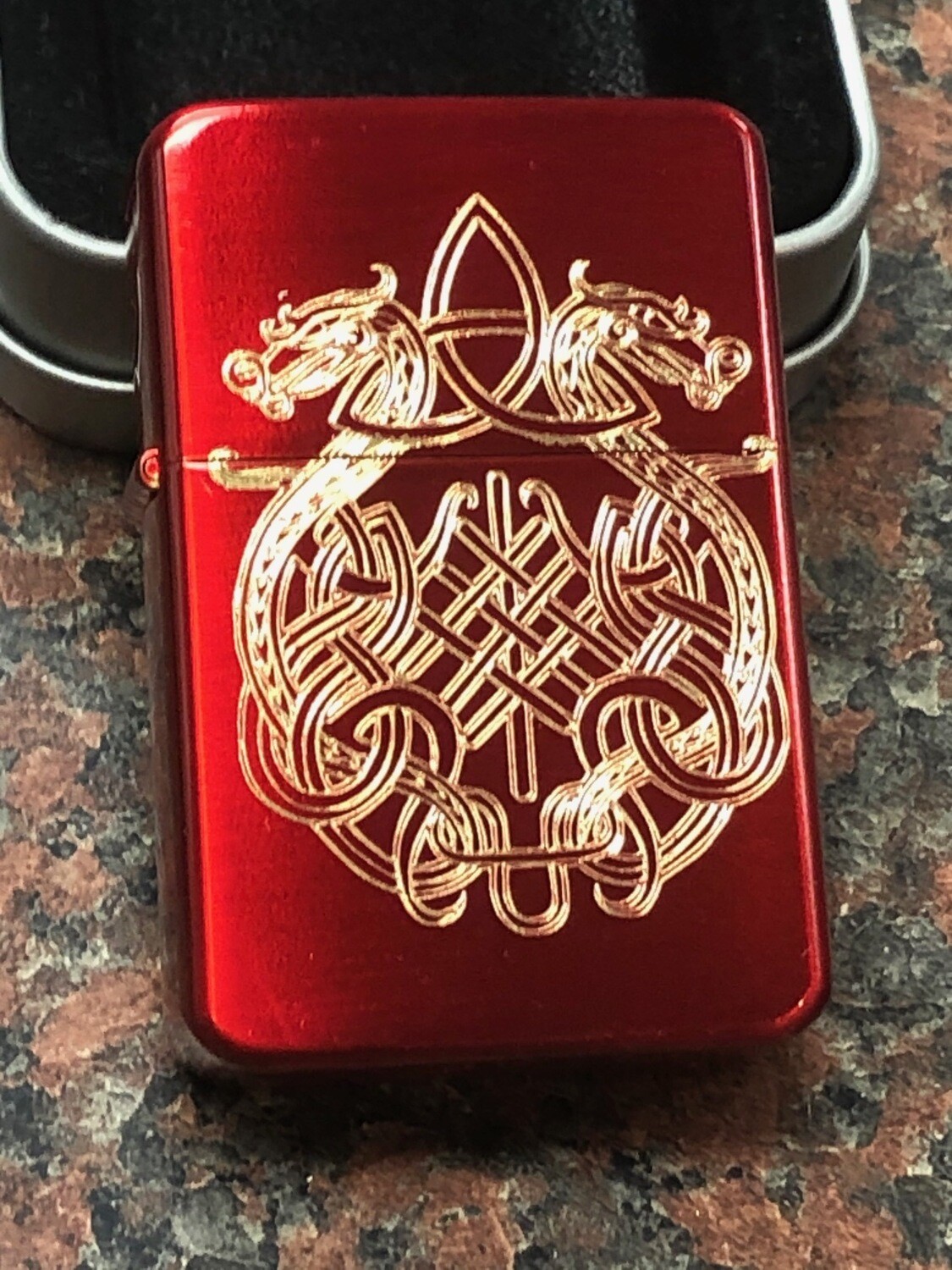 Celtic Dragons Knot Lighter, Polished Red Finish