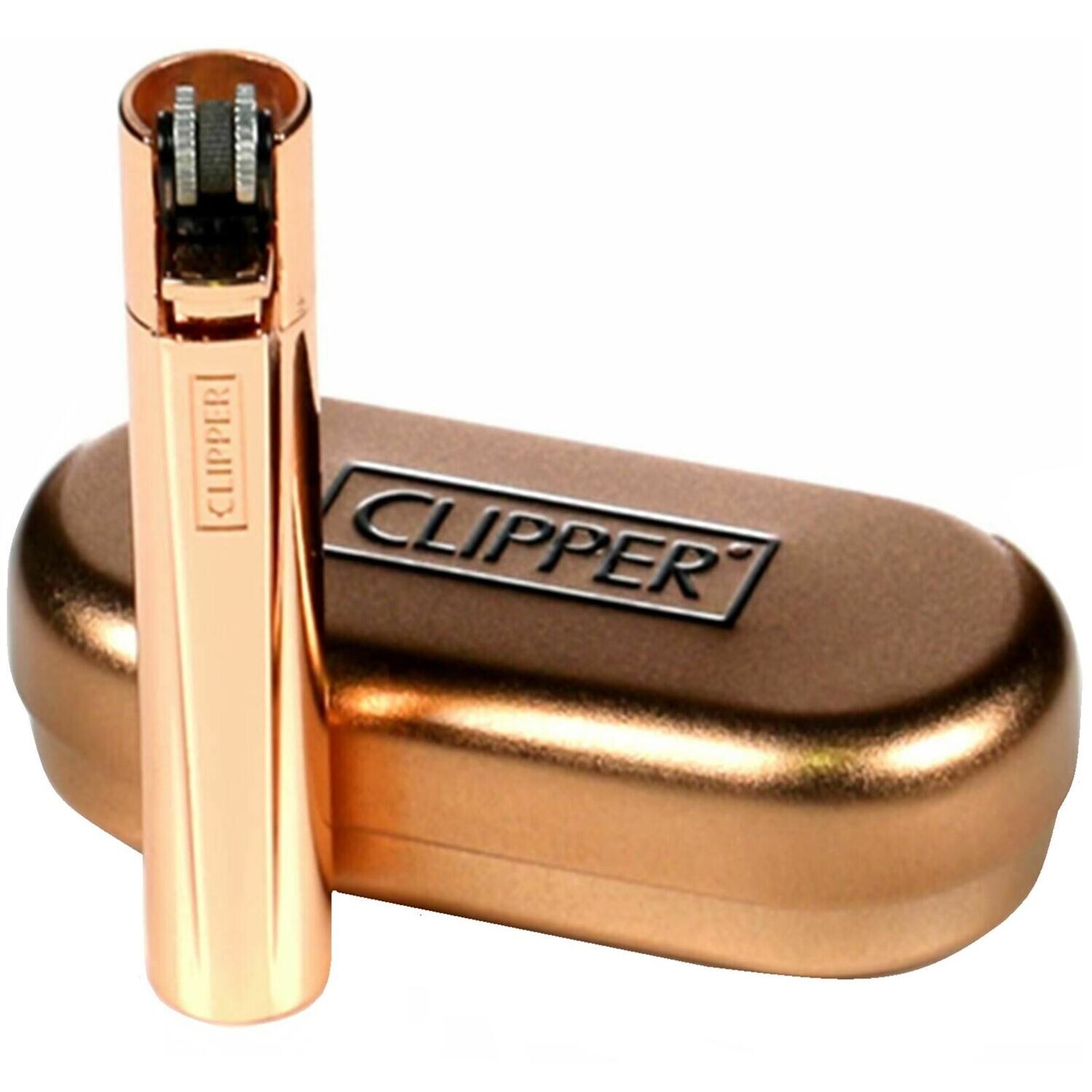 Rose Gold Metal Clipper Lighter In Gift Tin