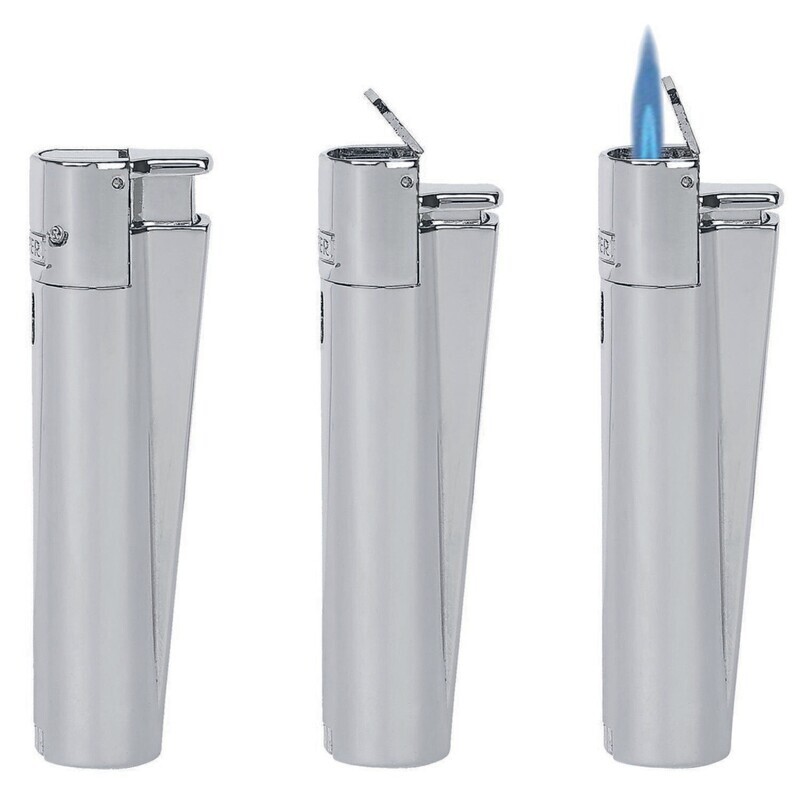 Silver Jet Flame Metal Clipper Lighter In Gift Tin