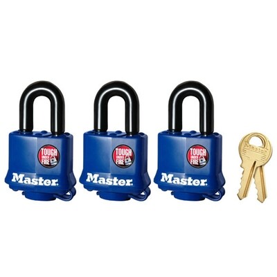 3-Pack  Master Lock padlocks KEYED ALIKE set 40mm wide WEATHER PROOF