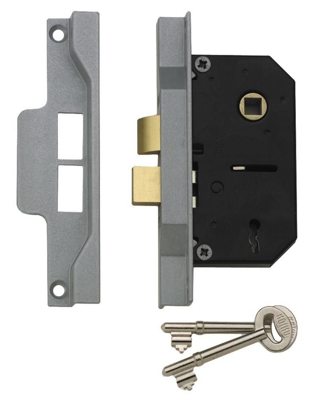 Union Rebated 2-Lever Sashlock for Interior Doors 63mm Silver Enamel