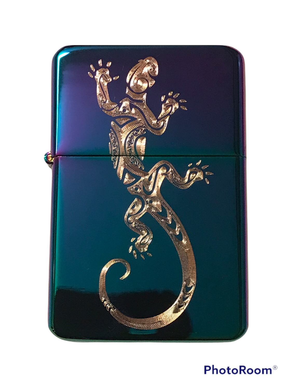 Tribal Lizard Lighter, Polished Spectrum Finish
