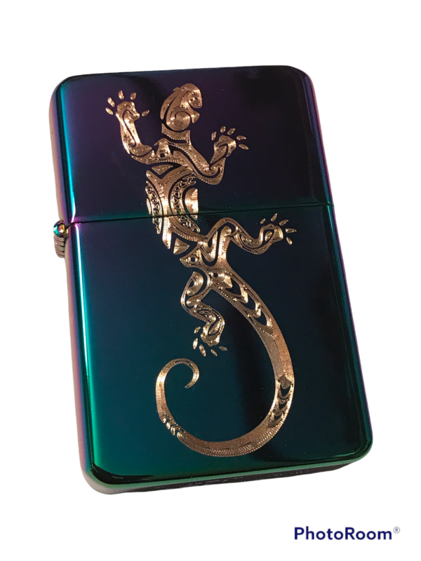 Tribal Lizard Lighter, Polished Spectrum Finish