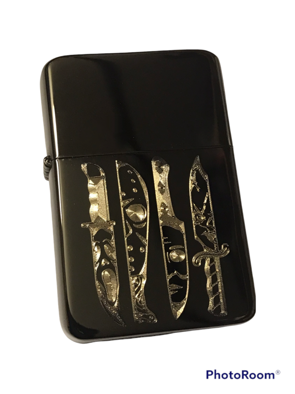 Classic Slasher Movie Knives Lighter, Polished Black Finish