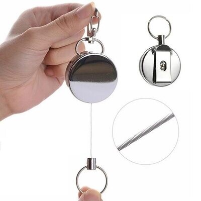 Retractable Key Chain with Steel Wire Rope and pocket clip.