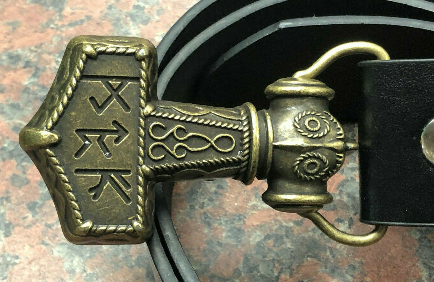 Thor’s Hammer - Brass Mjolnir Buckle with belt
