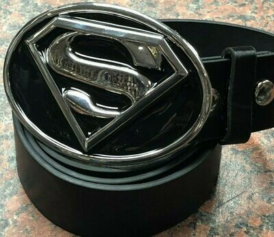 Black Superman Logo Buckle with belt