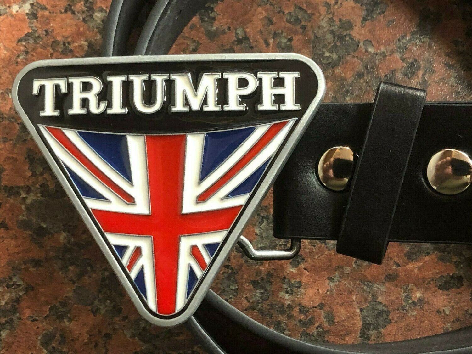 Triumph UK flag logo buckle with belt