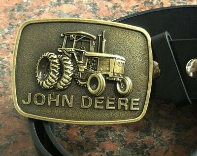 John Deere Tractor brass buckle with belt