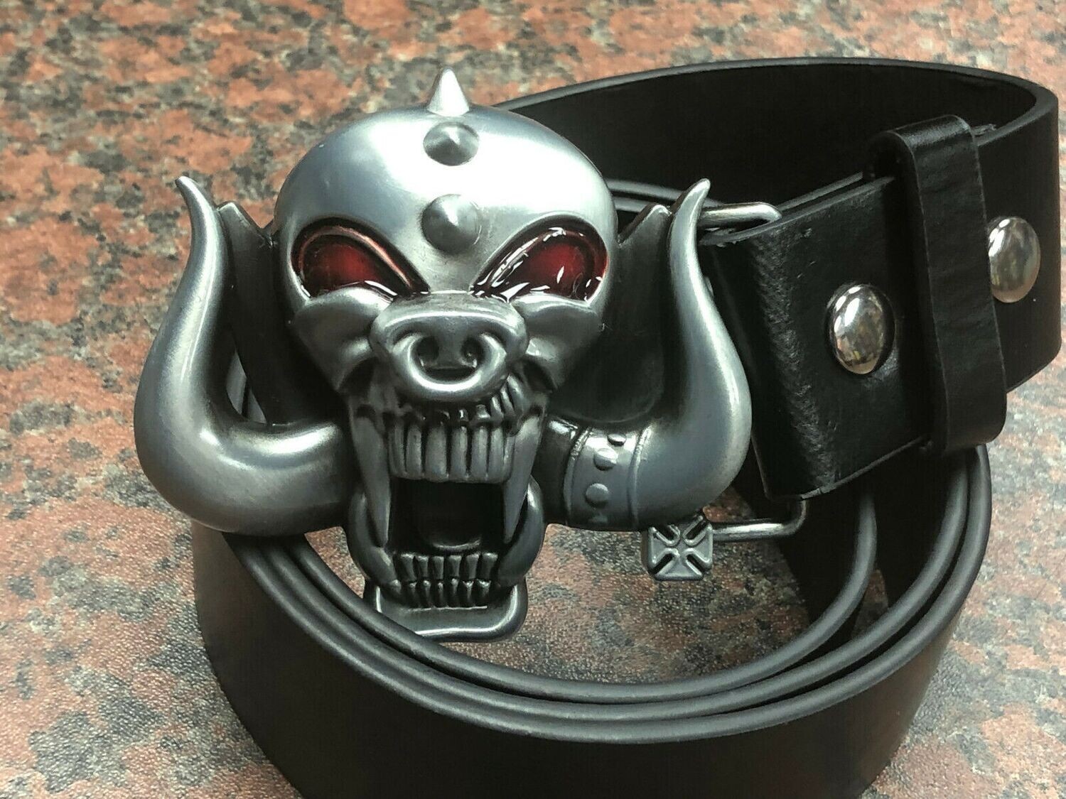 Motorhead War Pig Skull Logo Buckle with belt