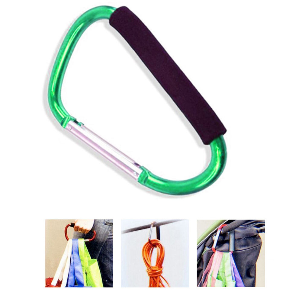 Large Carabiner Clip for hanging bags on pram / buggy, Colour: Green