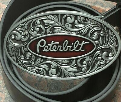 Peterbilt Trucks Floral Logo buckle with belt
