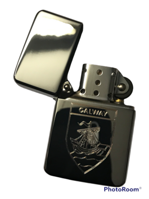 Galway County Crest Lighter, Polished Chrome Finish Coat of Arms