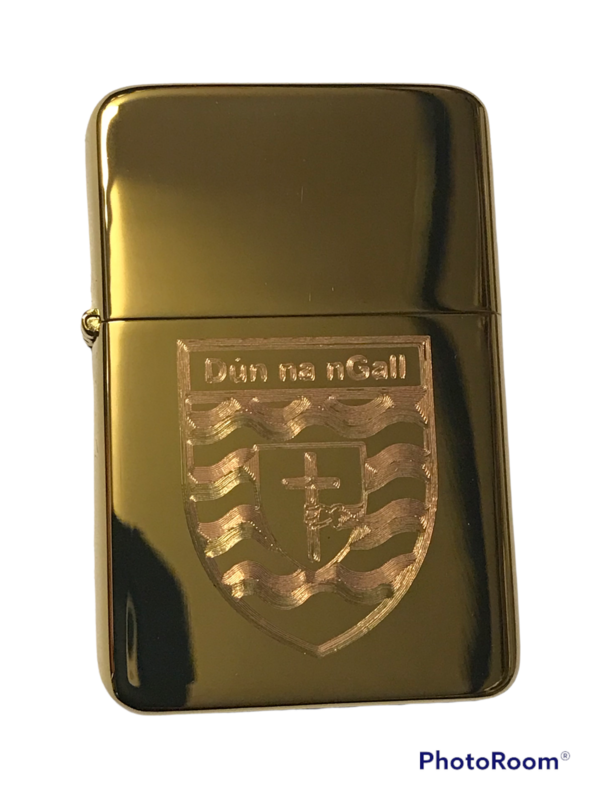 Donegal County Crest Lighter, Polished Brass Finish Coat of Arms