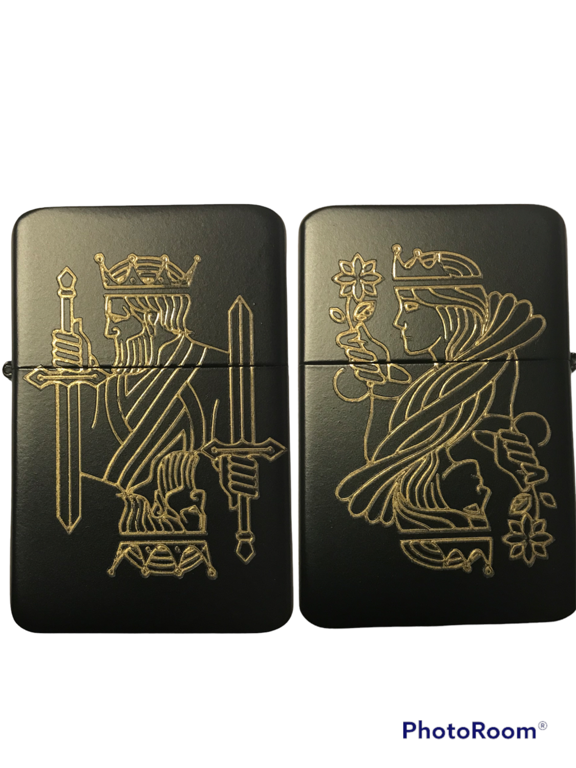 Double Sided King/Queen Card Lighter, Matte Black Finish