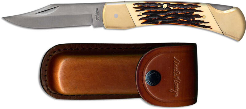 Uncle Henry - Papa Bear Lockback Pocket Knife with leather pouch