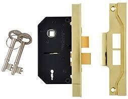 Union Rebated 2-Lever Sashlock for Interior Doors 63mm Brass finish