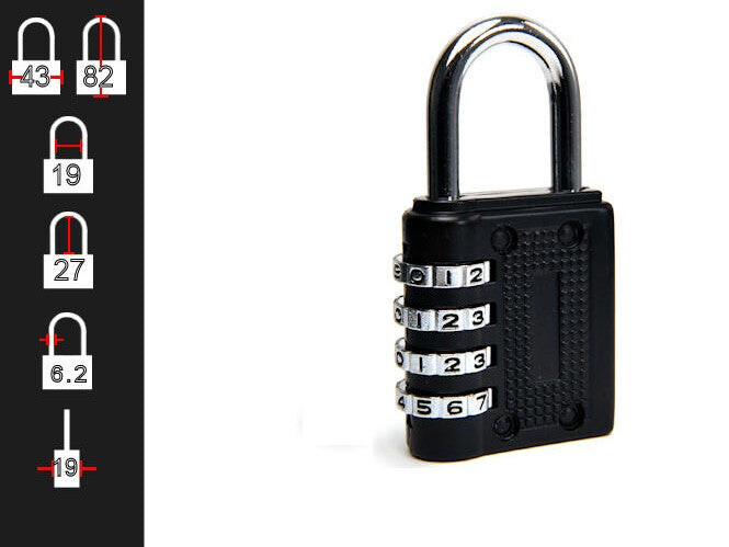 Tri-Circle 4 Dial Combination Padlock 40x50mm